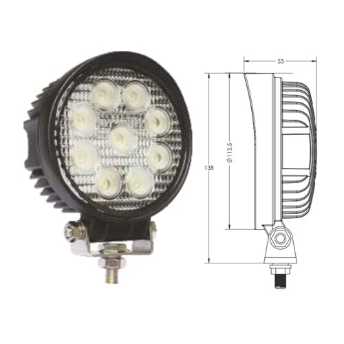 9 LED YUVARLAK CALISMA LAMBASI (12V-36V)