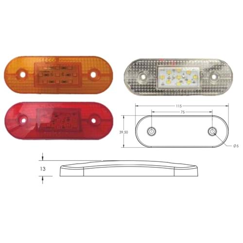 LED YAN POZİSYON LAMBASI 9 LED OVAL