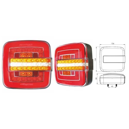 KARE NEON LED 7 FONKSİYONLU DİNAMİK SİNYALLİ HAMBURGER STOP LAMBASI 24V