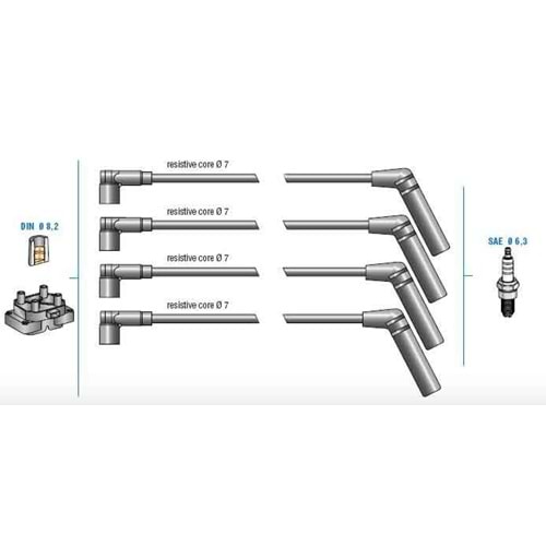 BUJİ KABLOSU SETİ HYUNDAİ ACCENT 1.3 SOHC MOTOR ( CARB. ) 95 - 00