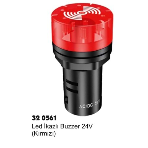 LED İKAZLI BUZZER KIRMIZI 24V