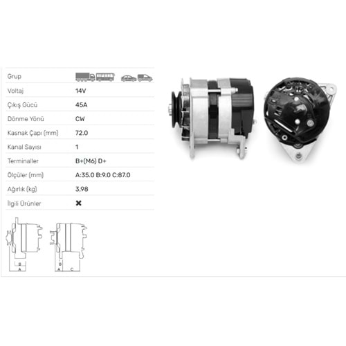 ALT DINAMO A 115 BMC TM30 KAMY