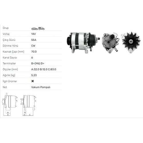 ALT DINAMO A127 12V55AMP LEVEN