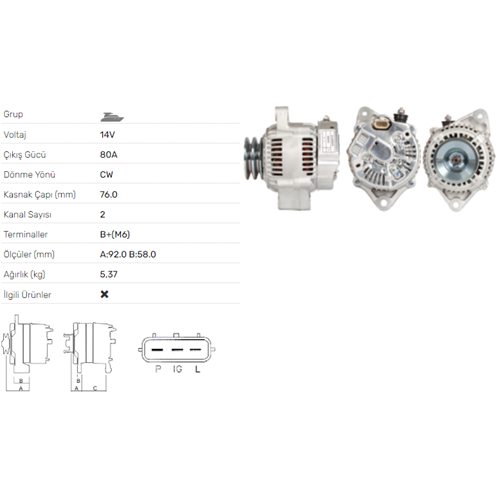 ALT DINAMO 14V 75A YANMAR