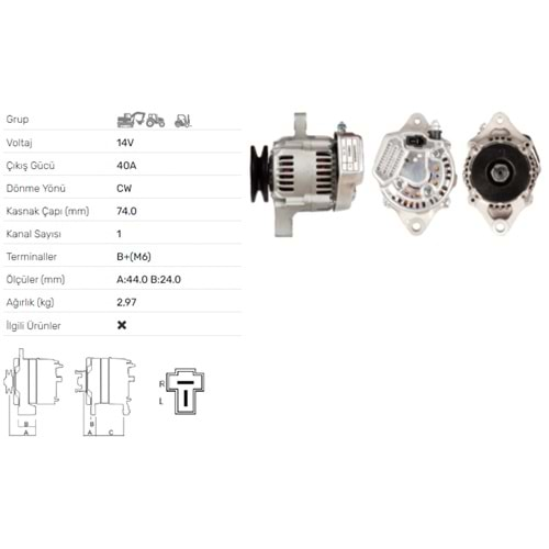 ALT DINAMO 14V 35A HYSTER TOYOTA