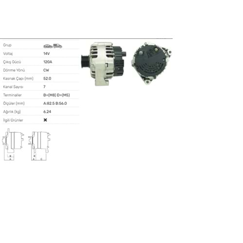 ALT DINAMO 14V 120A LAND ROVER DISCOVERY II 3.9 V8