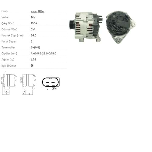 ALT DINAMO 12V 150A BMW 3 318D 320D 330D 330XD