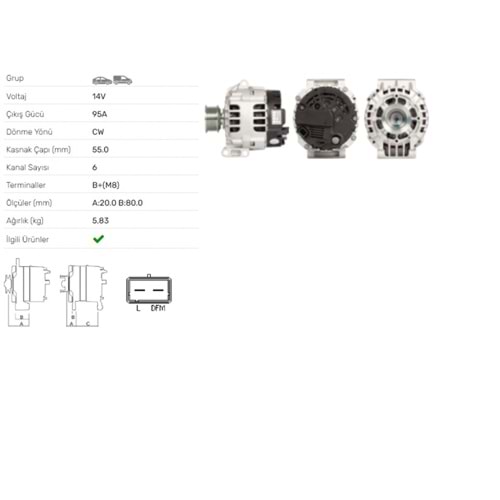 ALT DINAMO 14V 95A RENAULT CLIO II 1,6 16V ESPACE III 2.0 16V ALT-2086