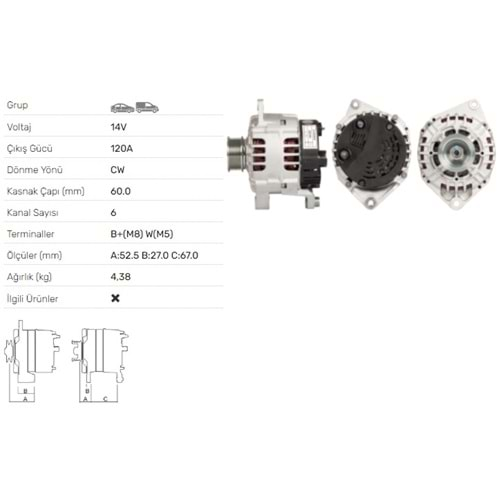 ALT DINAMO 14V 120A CITROEN JUMPER 2.8HDI