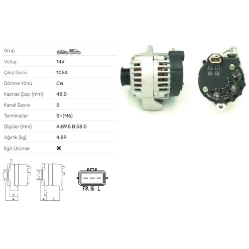 ALT DINAMO 14V 105A LAND ROVER