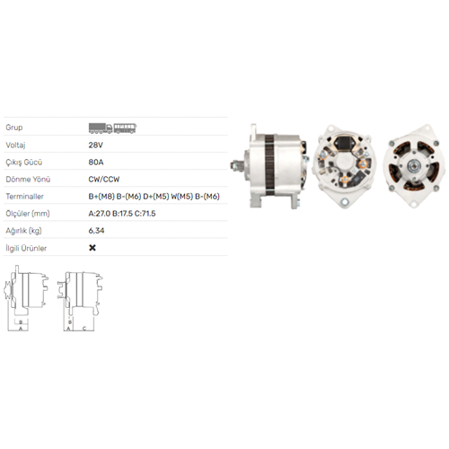 ALT DINAMO 24V 80A RENAULT PREMIUM MAGNUM MIDLUM KERAX