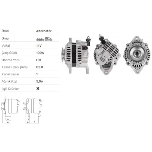 ALTERNATOR 14V 100A NISSAN ALMERA II TINO 2.2 DCİ