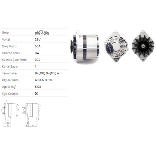 ALTERNATOR 28V 55A CUMMINS