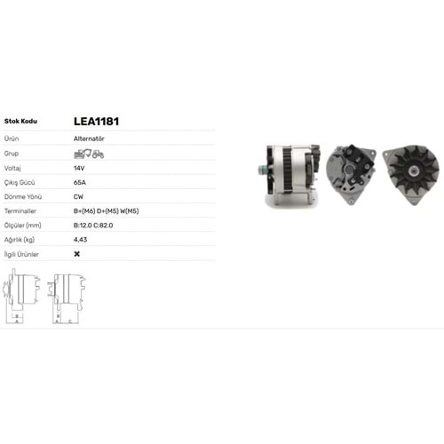 ALT DINAMO 12V 65A JCB CATERPILLAR PERKINS VALTRA