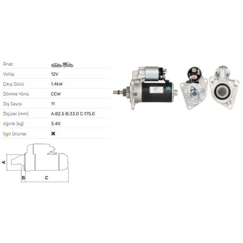 MARS MOTORU 12V 1,4KW 11 DIS LADA NIVA 1700 SAMARA STR-2023