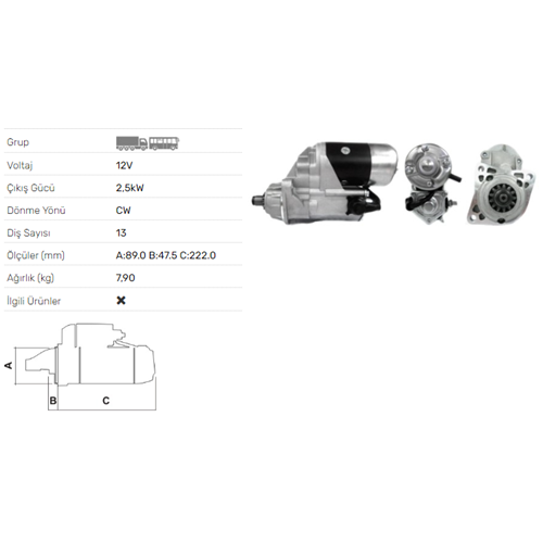 MARS MOTORU 12V 2.7KW 13 DIS CU MMINS 5.9L