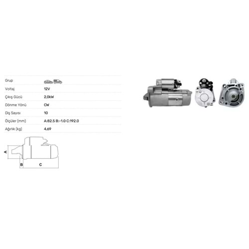 MARS MOTORU 12V 2.0KW 10 DIS CHRYSLER VOYAGER 2,5 CRD 00-