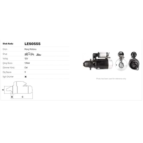 M.MOTORU 12V 1.9kW 9DİŞ SABB MARINE-LOMBARDINI- FENDT