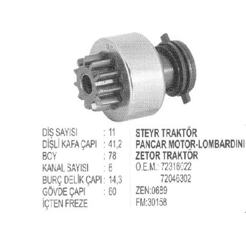 MARS DISLISI CATALSIZ ICTEN FREZELI STEYR TRAKTOR 768 8073 LAMBORGHINI PANCAR MOTOR 72046302 022