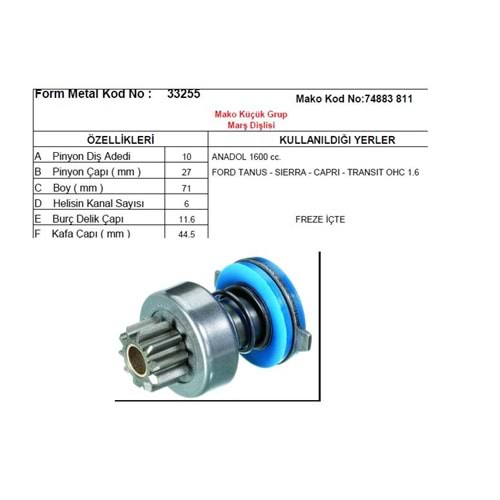 MARS DISLISI ANADOL 1600 FORD TAUNUS 811