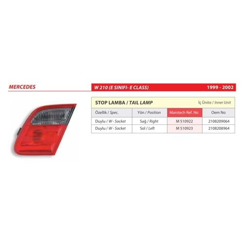 -STOP LAMBA M.W 210 E SINIFI IC UNITE DUYLU SOL