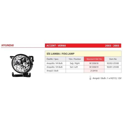 SIS LAMBA HYUNDAI ACCENT 03-05 SAG