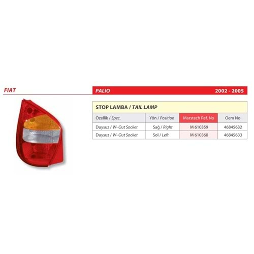 STOP LAMBA DUYSUZ FIAT PALIO 02-05 SOL