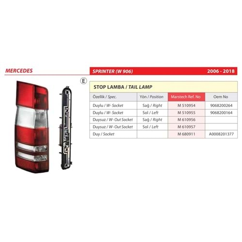 STOP LAMBA MERCEDES SPRINTER D.SUZ SAG 05>