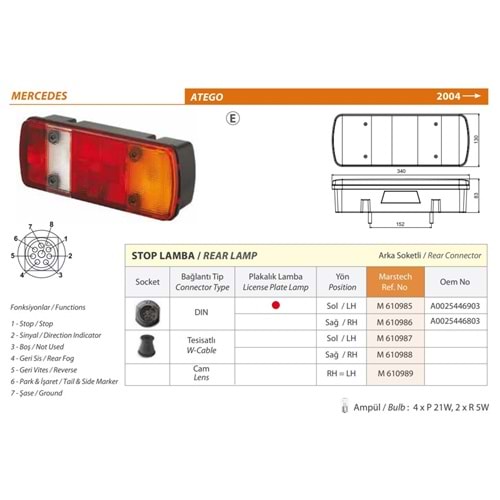 610987 STOP CAM MERCEDES ATEGO 04>