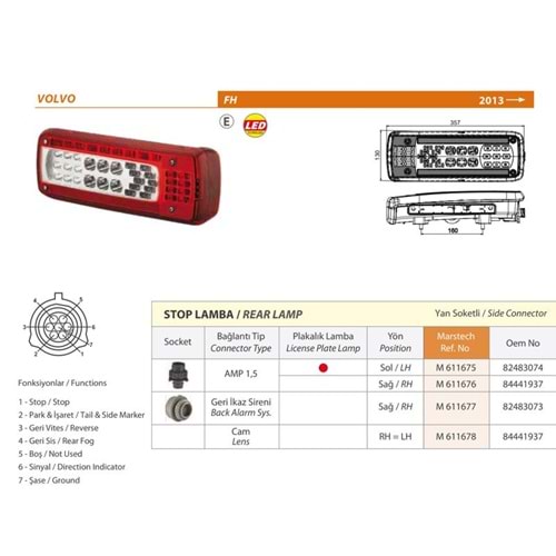 V. FL-FM-FH 2013- LED Stop Lamba AMP Soket SAĞ