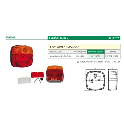 STOP LAMBA RH LH VOLVO L SERISI IS MAKINASI TC-56