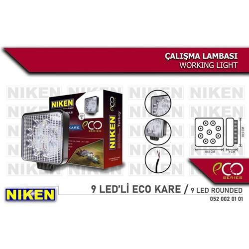 CALISMA LAMBASI ECO 9 LEDLI KARE