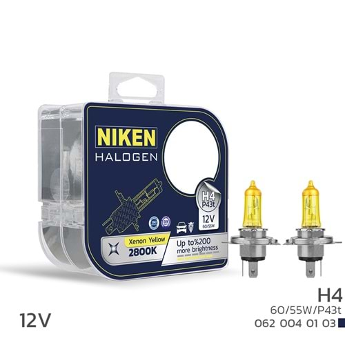 NIKEN 12V H4 60/55W SARI IŞIK AMPUL P43t 2800K