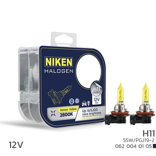 NIKEN 12V H11 55W SARI IŞIK AMPUL PG319-2 2800K