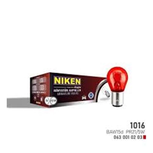 12V 1016 AMPUL YT (PR 21/5W) KIRMIZI BAW15d 10L