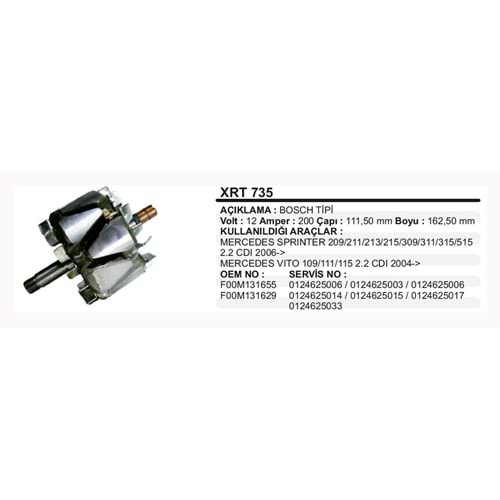 ALT ROTOR BOSCH MERCEDES SPRINTER VITO 200AMPER