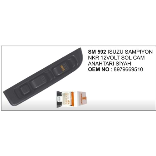 CAM ACMA KAPAMA SOL SAMPIYON 12V SIYAH