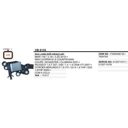 ALT KONJEKTOR 14.8V BMW 116 316 320 10-