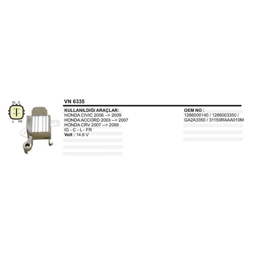 ALT KONJEKTOR 12V HONDA CIVIC CRV ACCORD 2003-2007