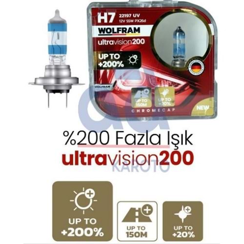 AMPUL H7 12V %200 GUCLU %20 BEYAZ ISIK