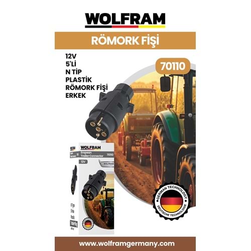 5 Lİ N TİP PLASTİK RÖMORK FİŞİ ERKEK 12V