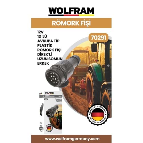 13 LÜ AVRUPA TİP PLS RÖMORK FİŞİ DİREKLİ UZUN SOMUN ERKEK 12V