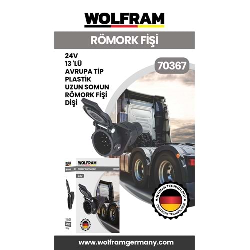 13 LÜ AVRUPA TİP PLASTİK UZUN SOMUN RÖMORK FİŞİ DİŞİ 24V