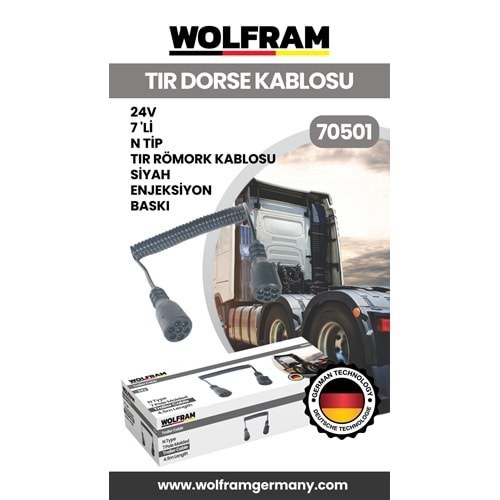 7 Lİ N TİP TIR DORSE KABLOSU SİYAH ENJEKSİYON BASKI 24V