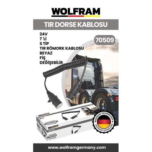 7 Lİ S TİP TIR DORSE KABLOSU BEYAZ FİŞ DEĞİŞEBİLİR 24V