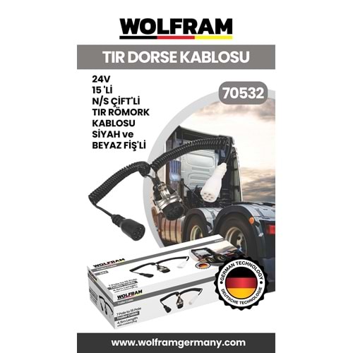 15 Lİ N/S ÇİFTLİ TIR DORSE KABLOSU SİYAH ve BEYAZ FİŞLİ 24V