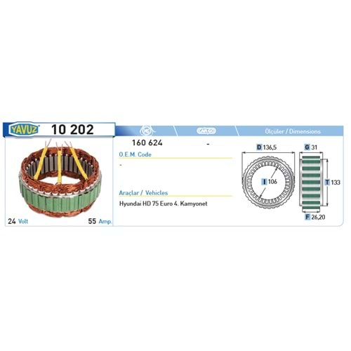 ALT STATOR HYNDAI EURO 4 KAMYONET 55AMP