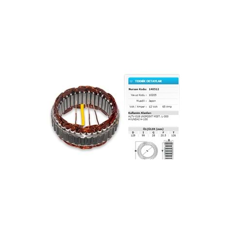 ALT STATOR 12V 65A MITSUBISHI L300 HYUNDAI H100 ALT-V018 140512