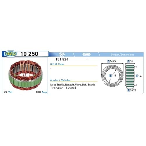 ALT STATOR 130A RENAULT-VOLVO-IVECO 151824