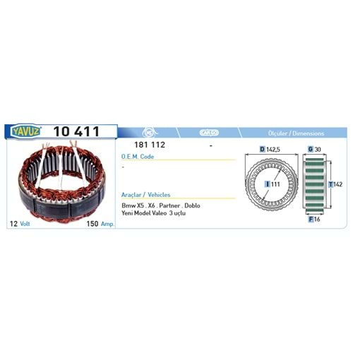 ALT STATOR 150A A.X5.X6 PARTNER-DOBLO 181112